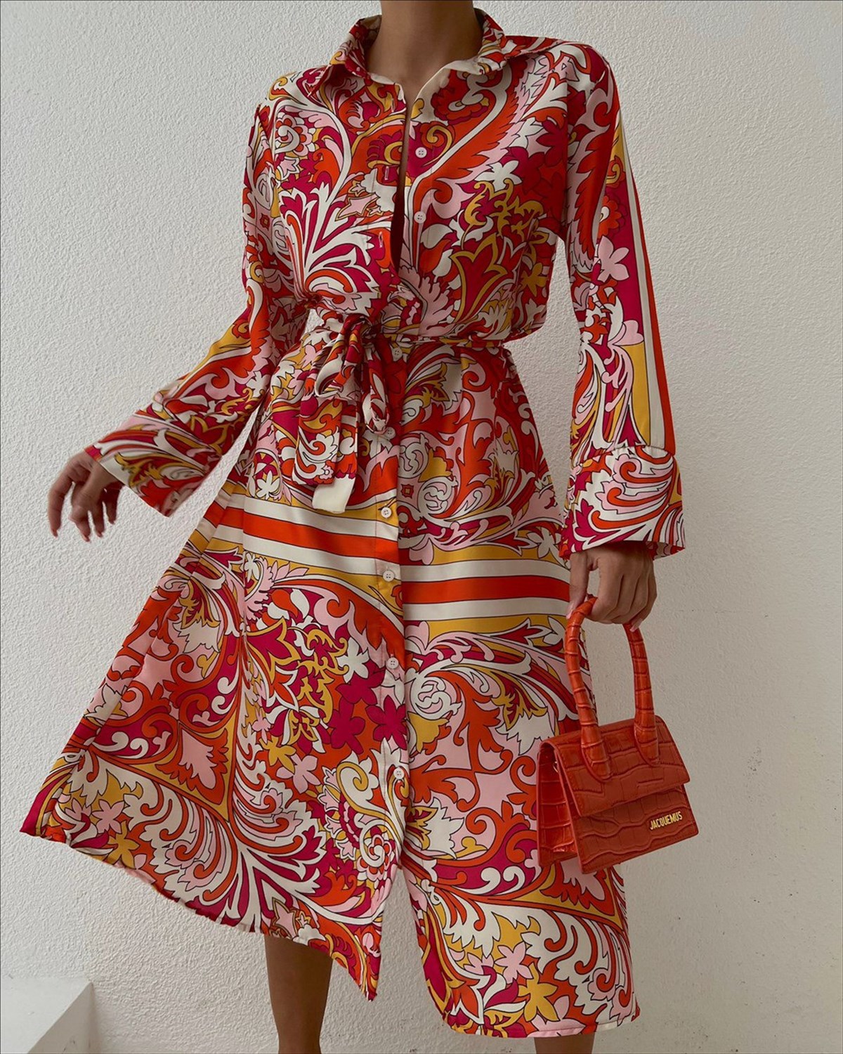 Zr model desenli gömlek elbise - MULTİ