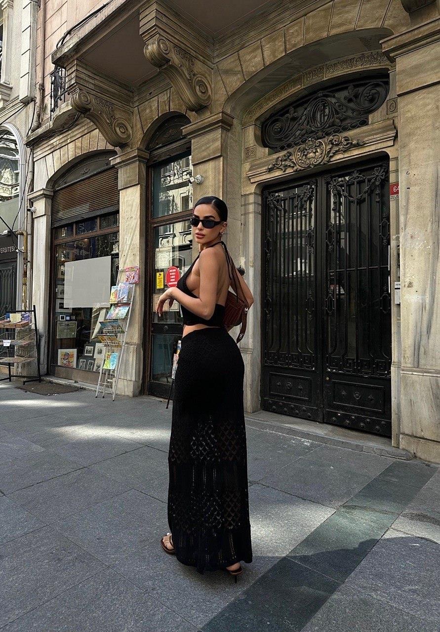 Zr Model Etek Bluz Örme İkili Takım - Siyah