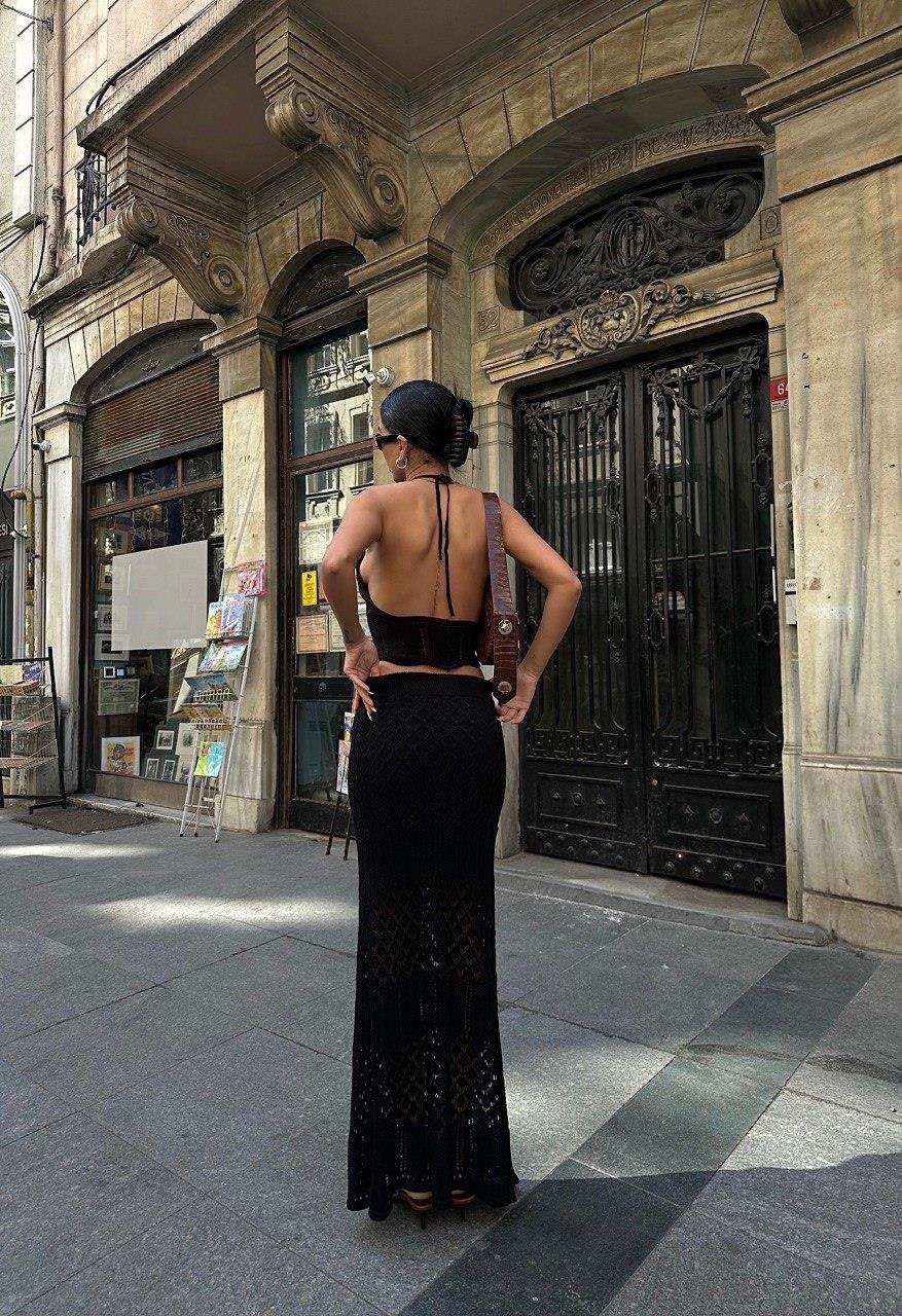 Zr Model Etek Bluz Örme İkili Takım - Siyah