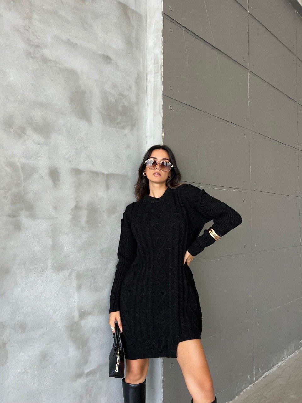 Zr model etek ucu detay triko elbise - SİYAH