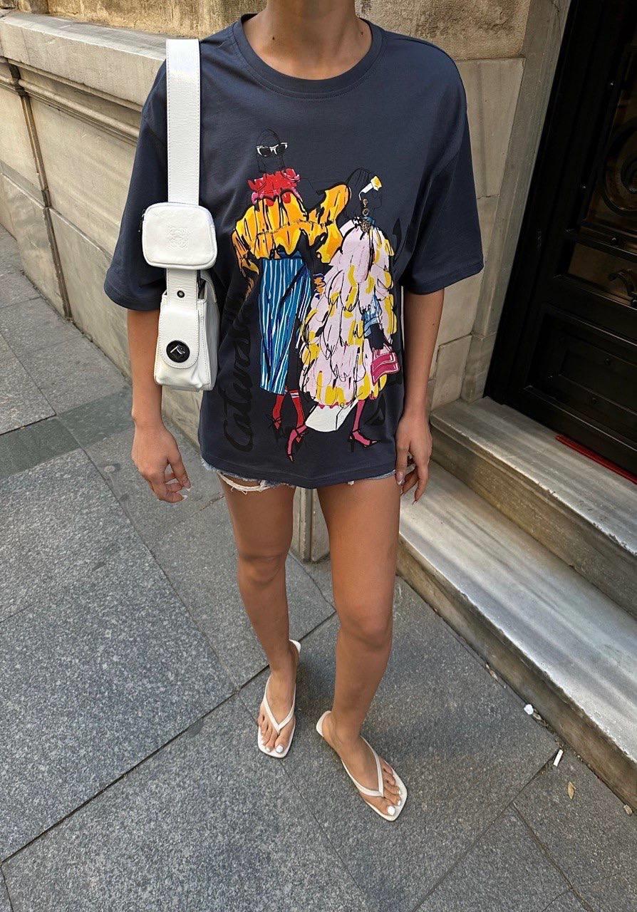 Zr model flok baskılı tshirt - GRİ