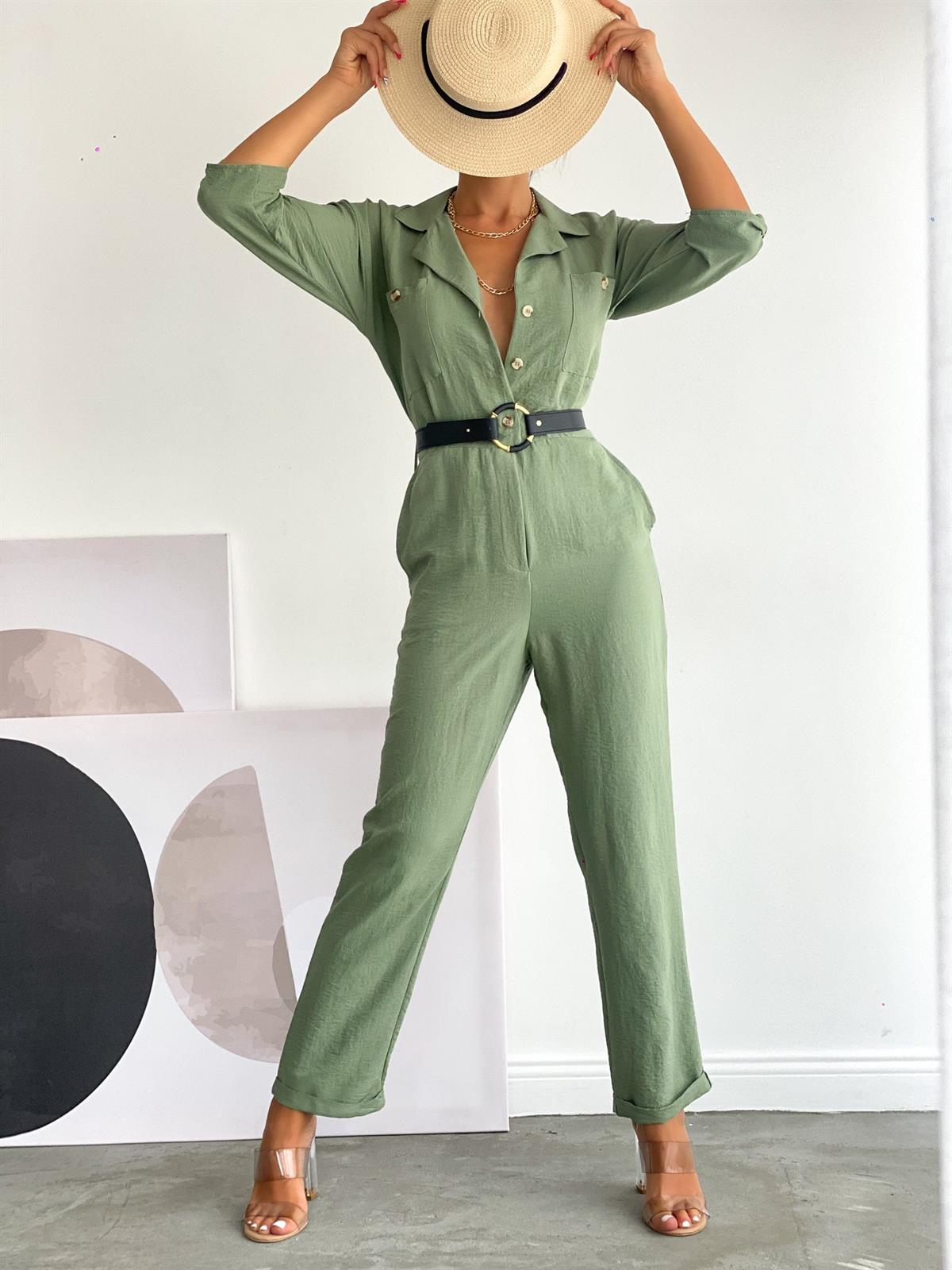 Zr model kemerli tulum - YEŞİL