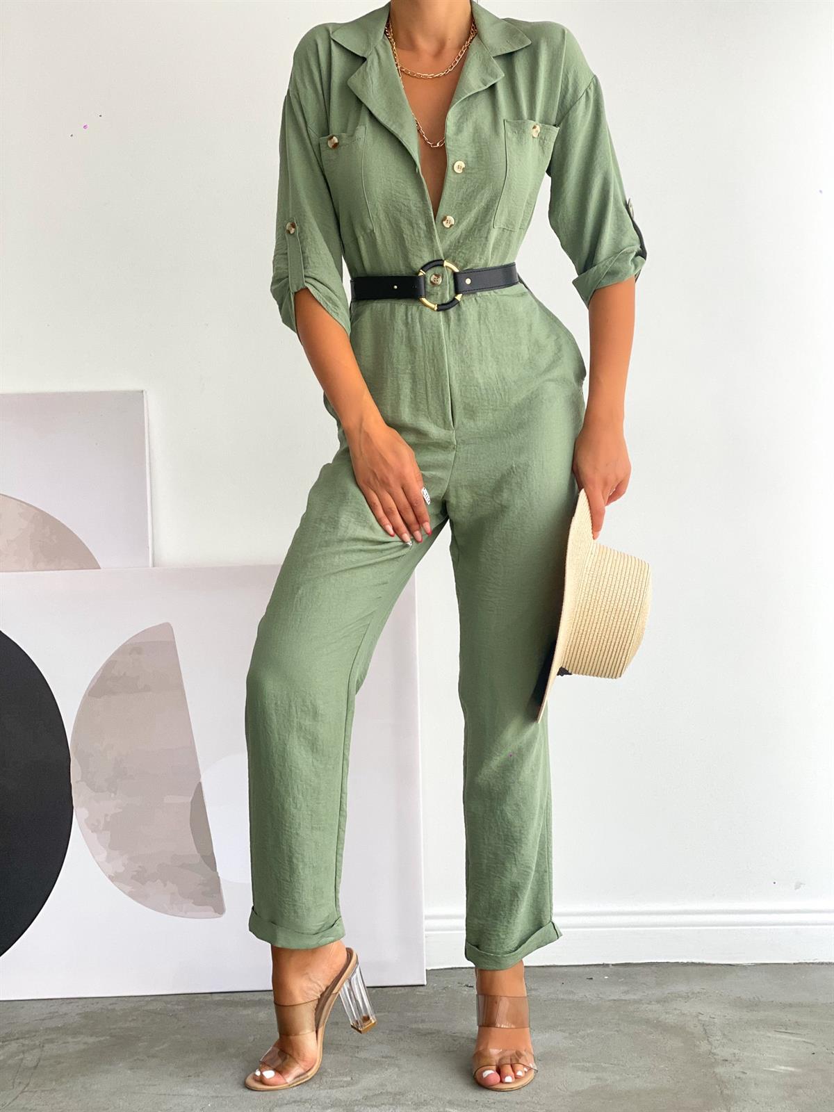 Zr model kemerli tulum - YEŞİL