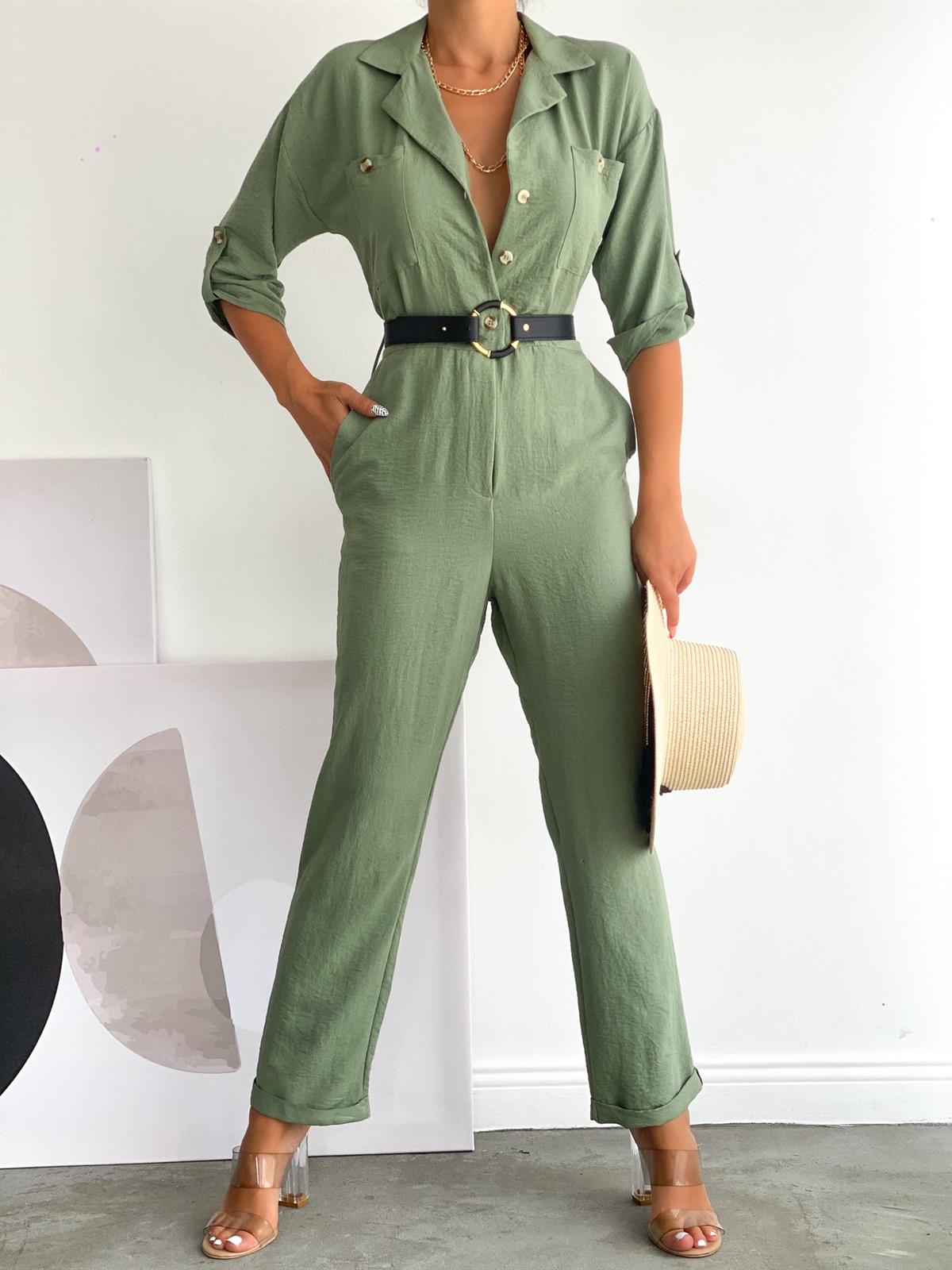 Zr model kemerli tulum - YEŞİL
