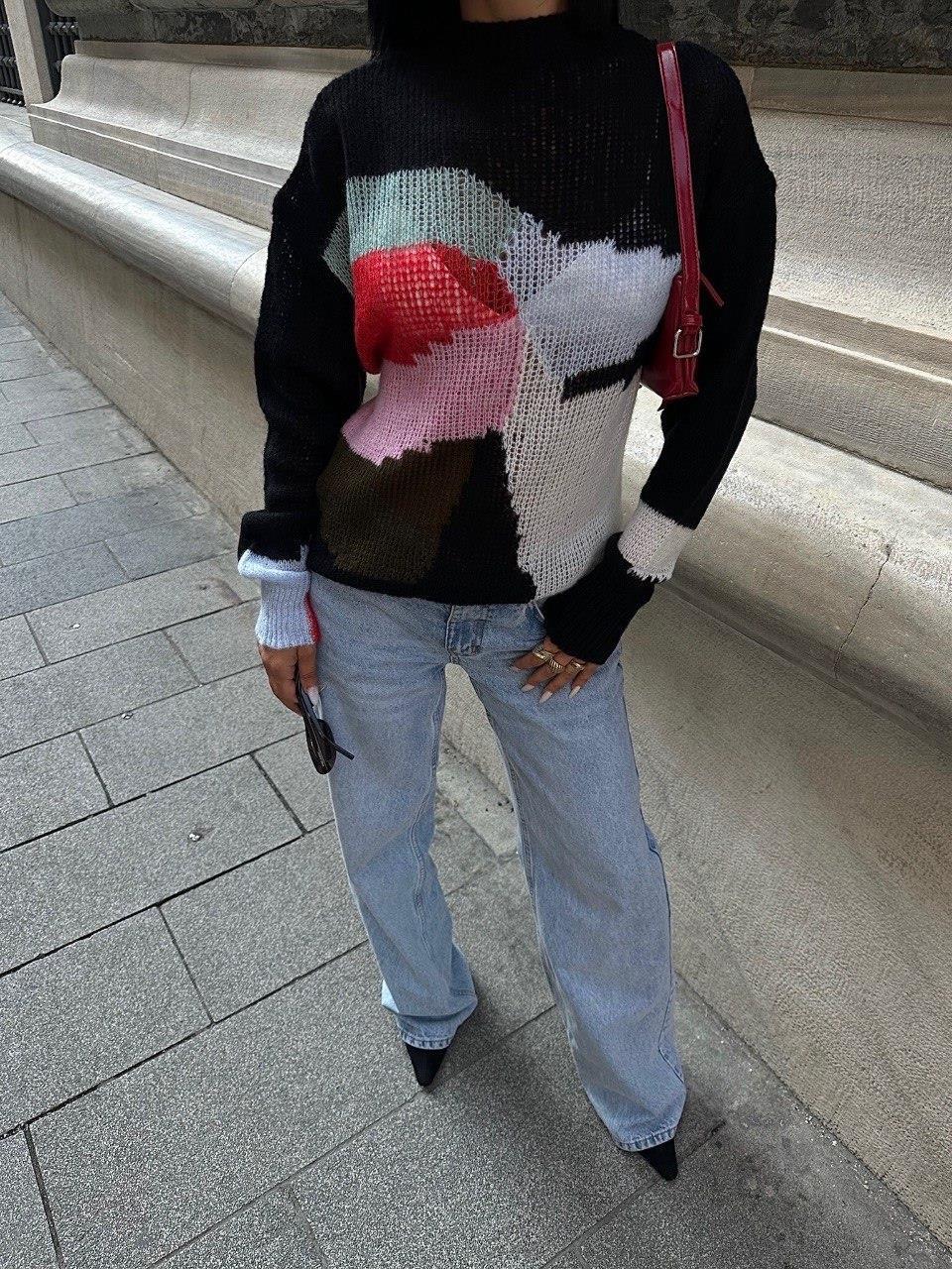 Zr model renkli ajurlu triko kazak - MULTİ