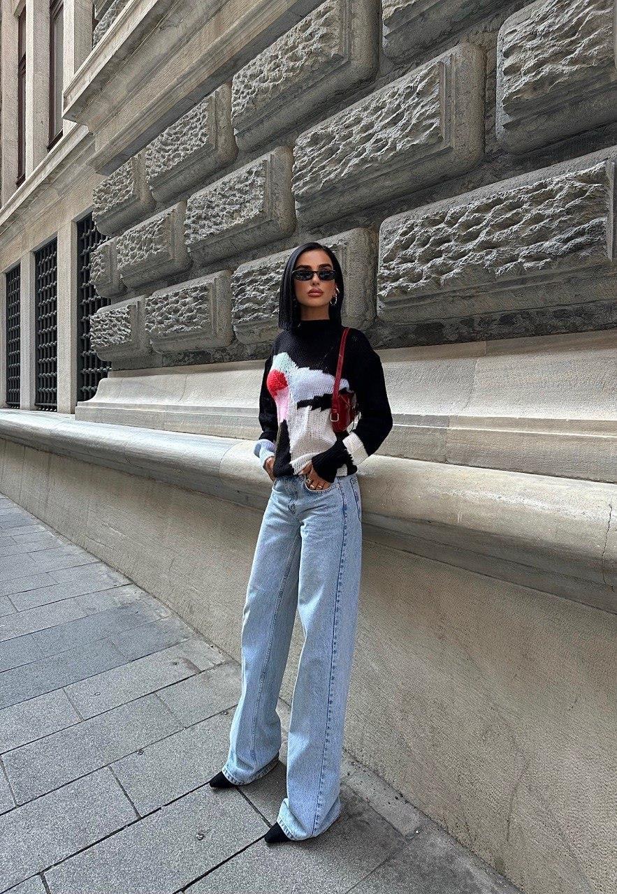 Zr model renkli ajurlu triko kazak - MULTİ