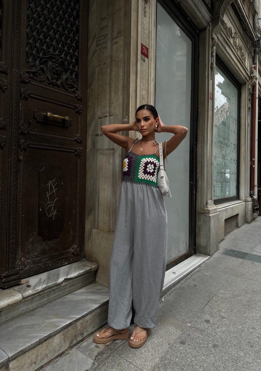 Zr Model Yaka Detay Premium Tulum - Gri