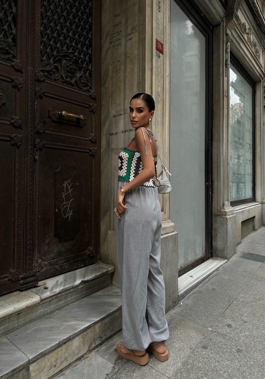 Zr Model Yaka Detay Premium Tulum - Gri