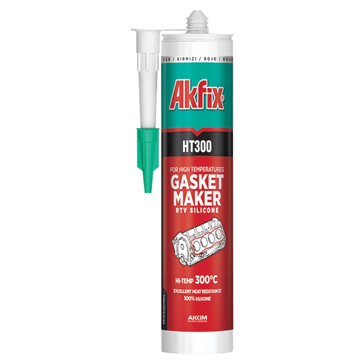 AKFİX SA075 YÜKSEK ISI SİLİKON 310 ML. KIRMIZI