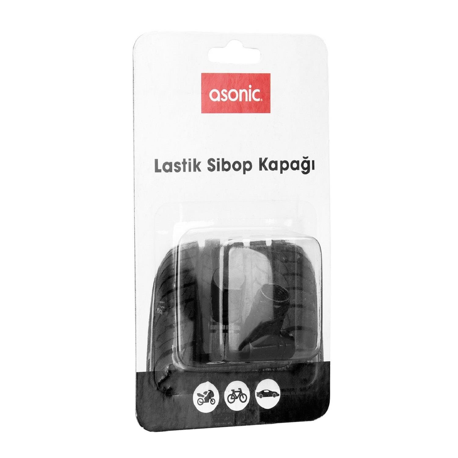 Asonic AS-A11 Siyah/Gümüş Metal Lastik Sibop Kapağı - 35743