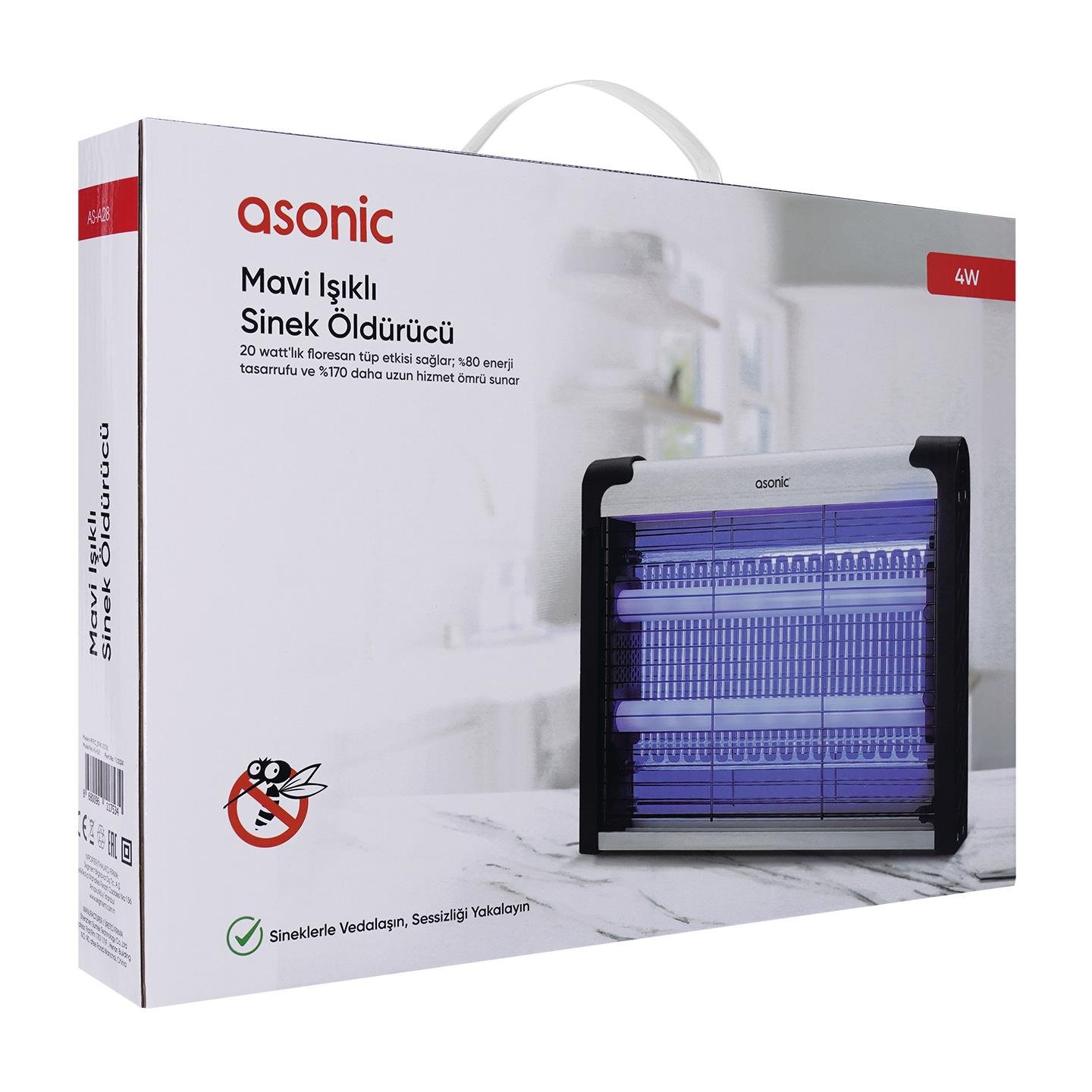 Asonic As-A28 Siyah 4W + 2000V İki Ledli Sinek Öldürücü - 37078
