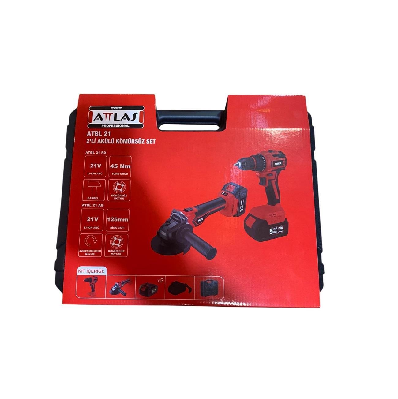 Attlas ATBL 21 2'Lİ Kömürsüz Set Akülü Matkap + Taşlama - A0104099