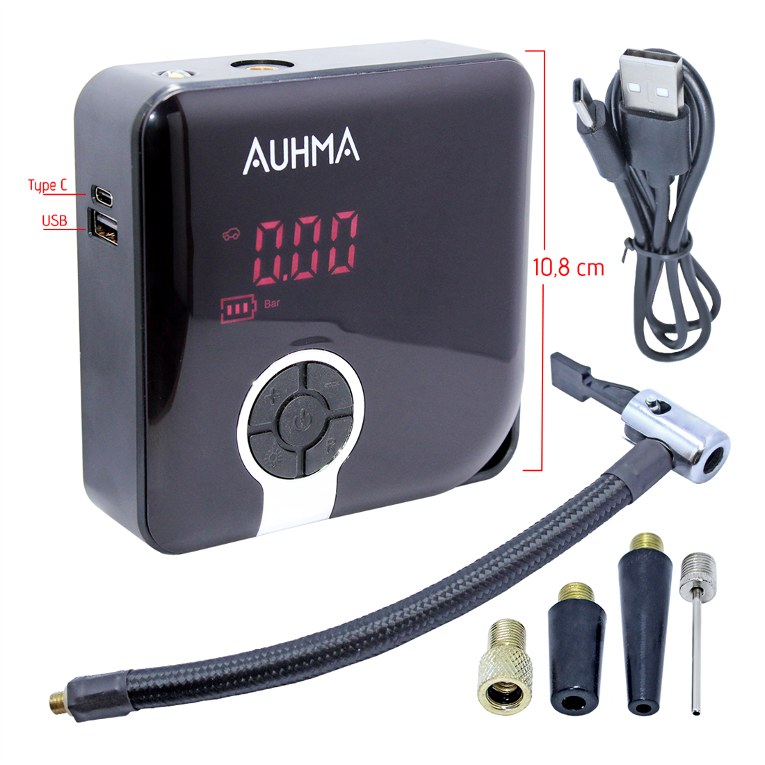 AUHMA Portable A5544 Dijital Air Compressor Pumper Lastik Şişirme Pompası