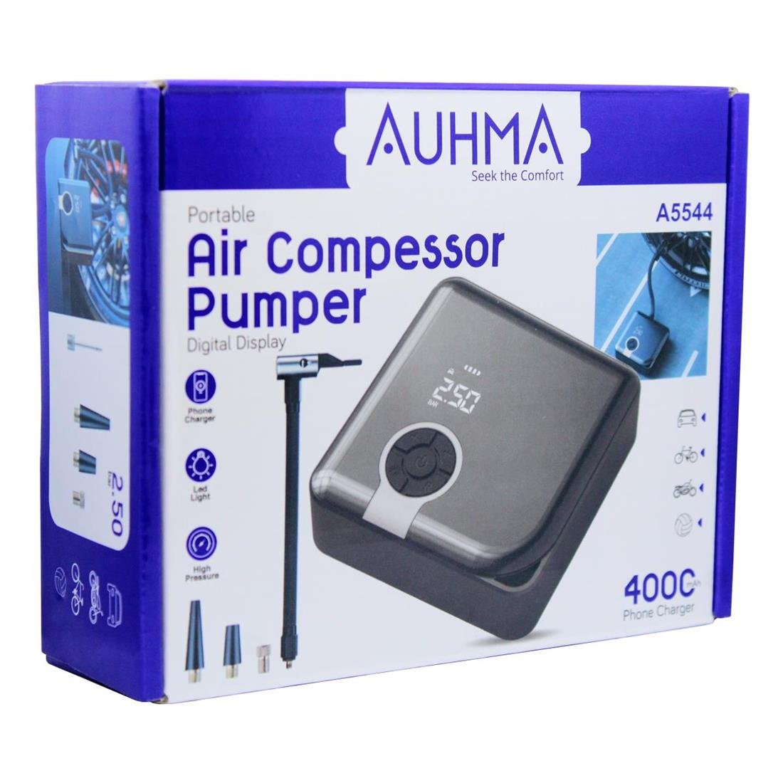 AUHMA Portable A5544 Dijital Air Compressor Pumper Lastik Şişirme Pompası