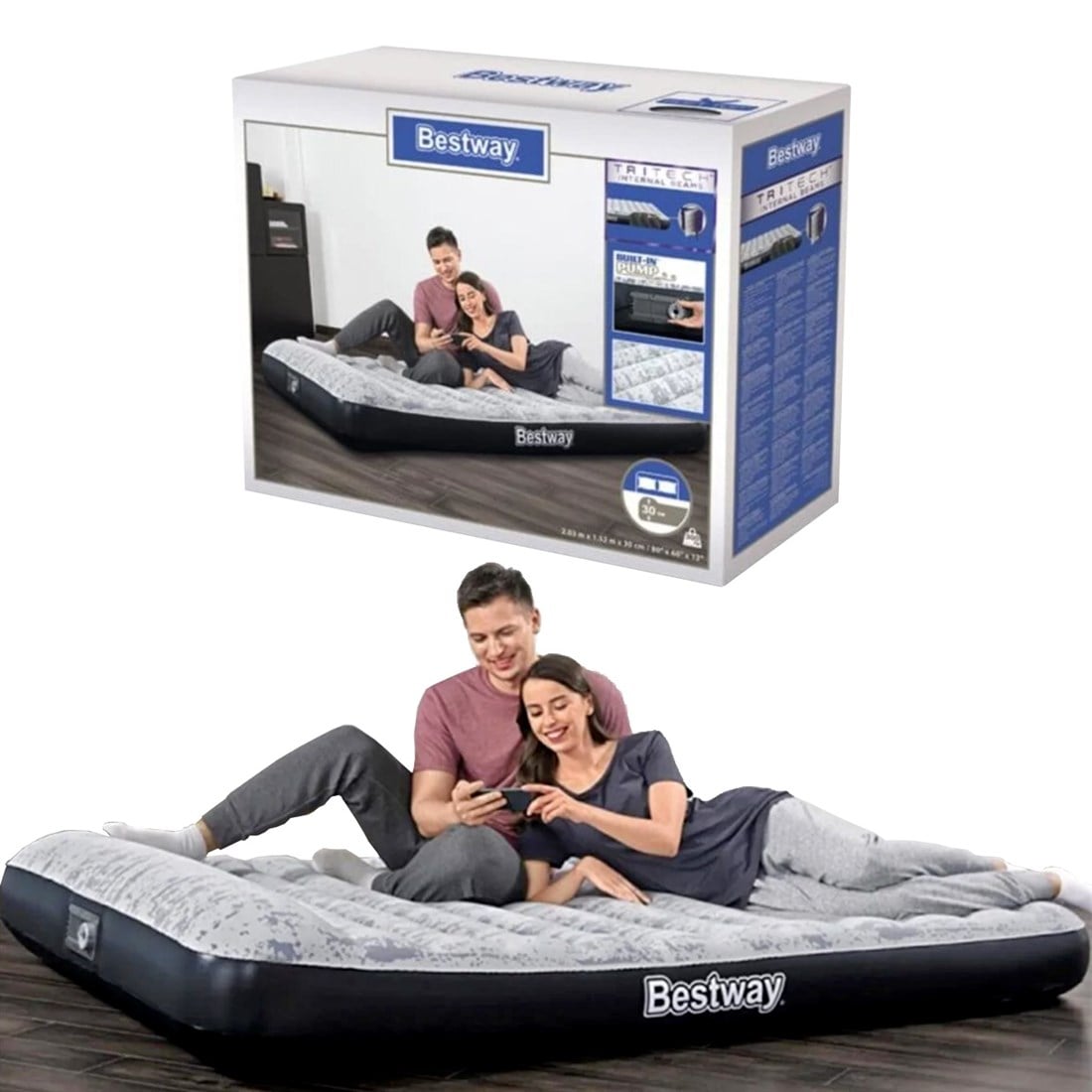 Bestway BW 67836 203*152*30 Havalı Yatak (DNZ)  OYN-008265
