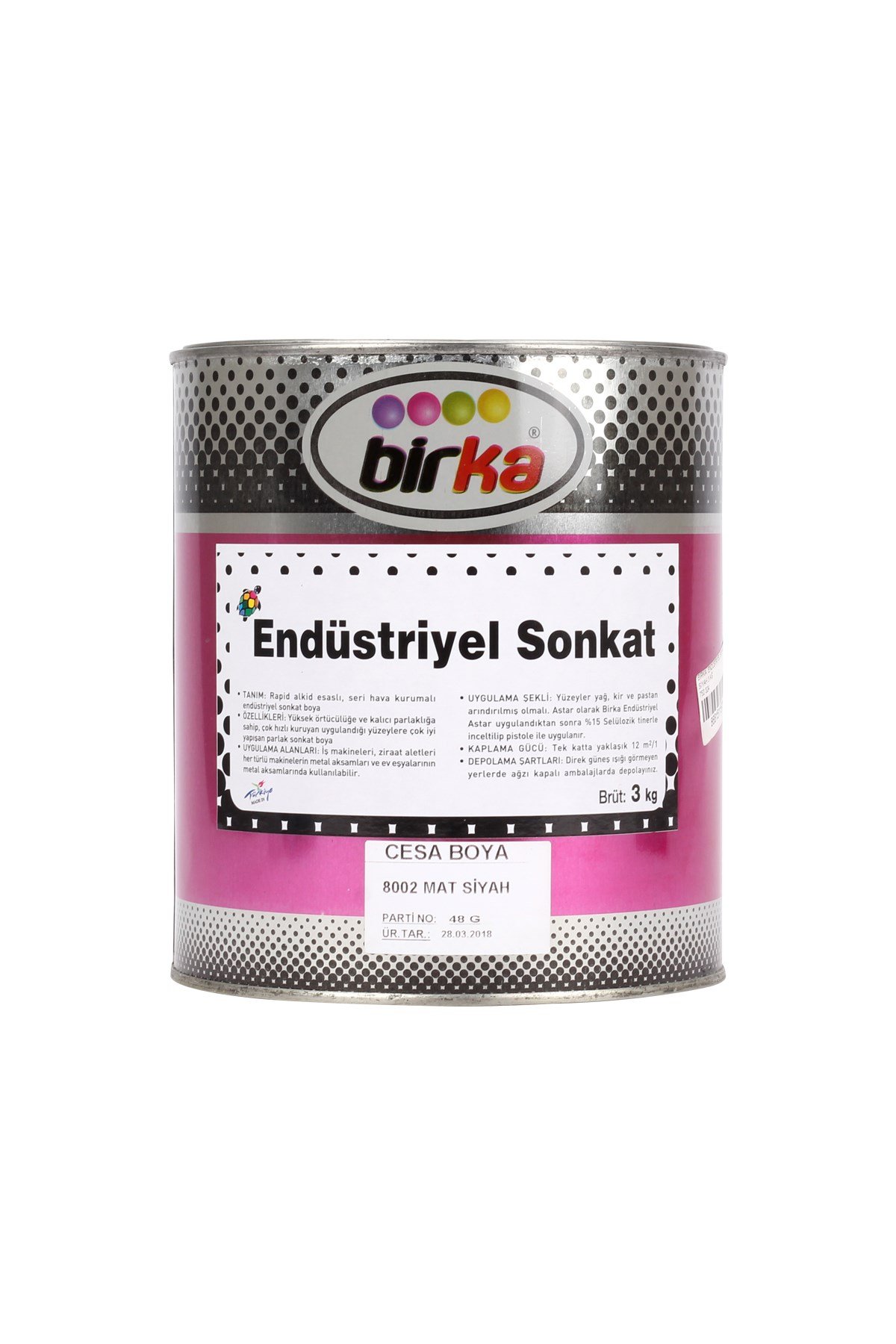 BİRKA  ENDÜSTRİYEL BOYA MAT SİYAH 3 KĞ