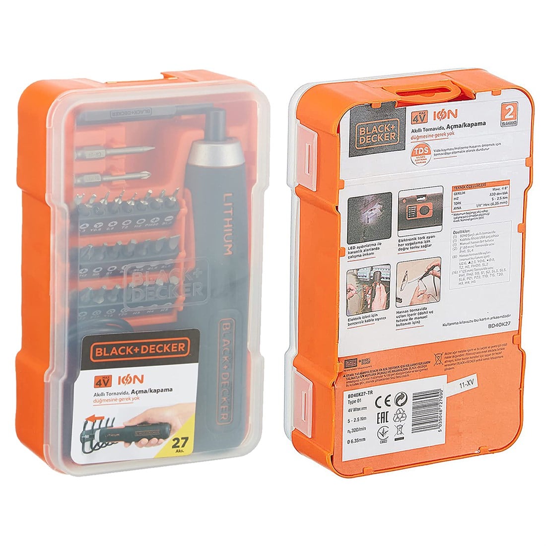 Black Decker 4V Akıllı Vidalama 27 Parça Aksesuar Set - BD40K27