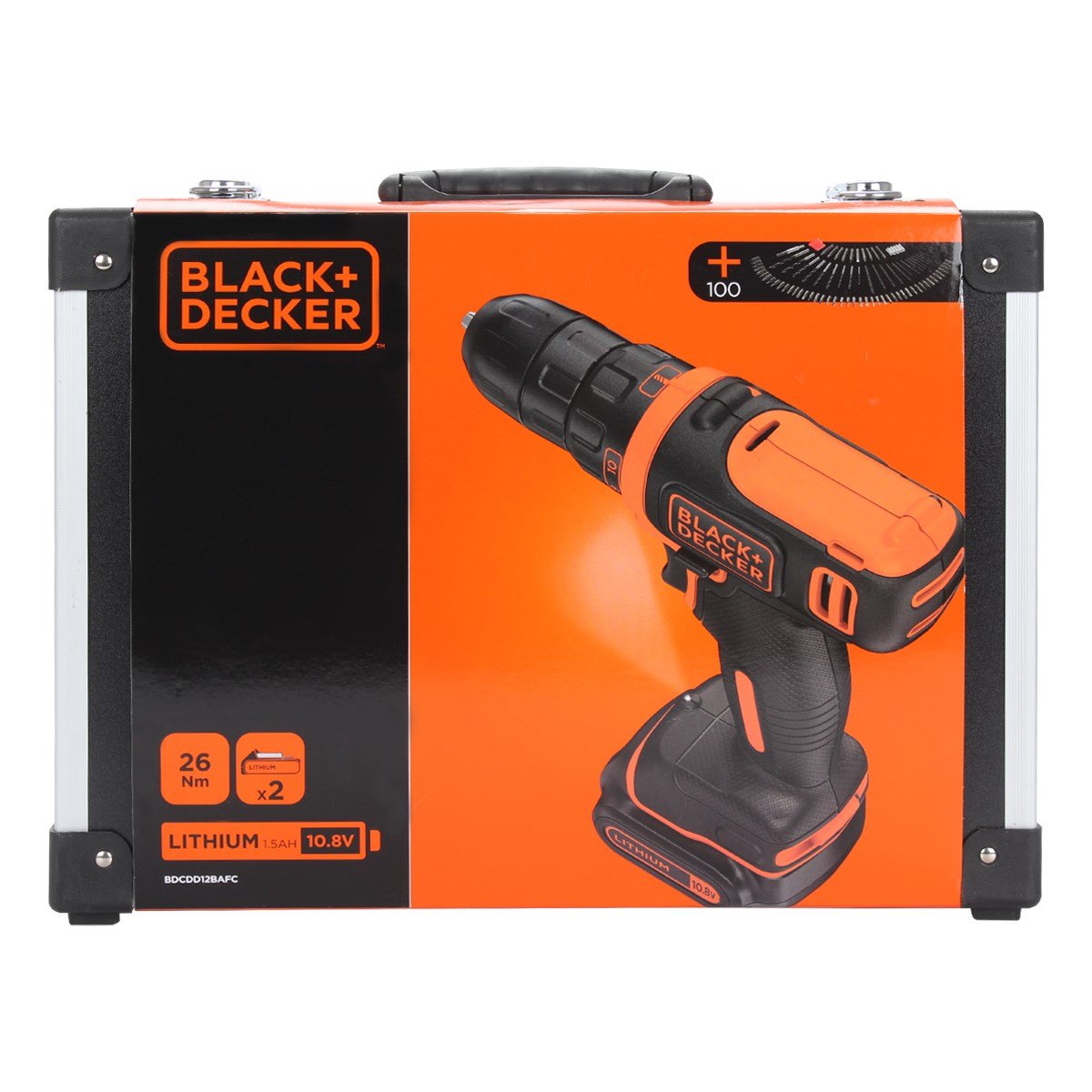 Black&Decker BDCDD12BAFC-QW 10.8V Li-ion Çift Akülü Vidalama ve 100 Parça Delme Vidalama Seti