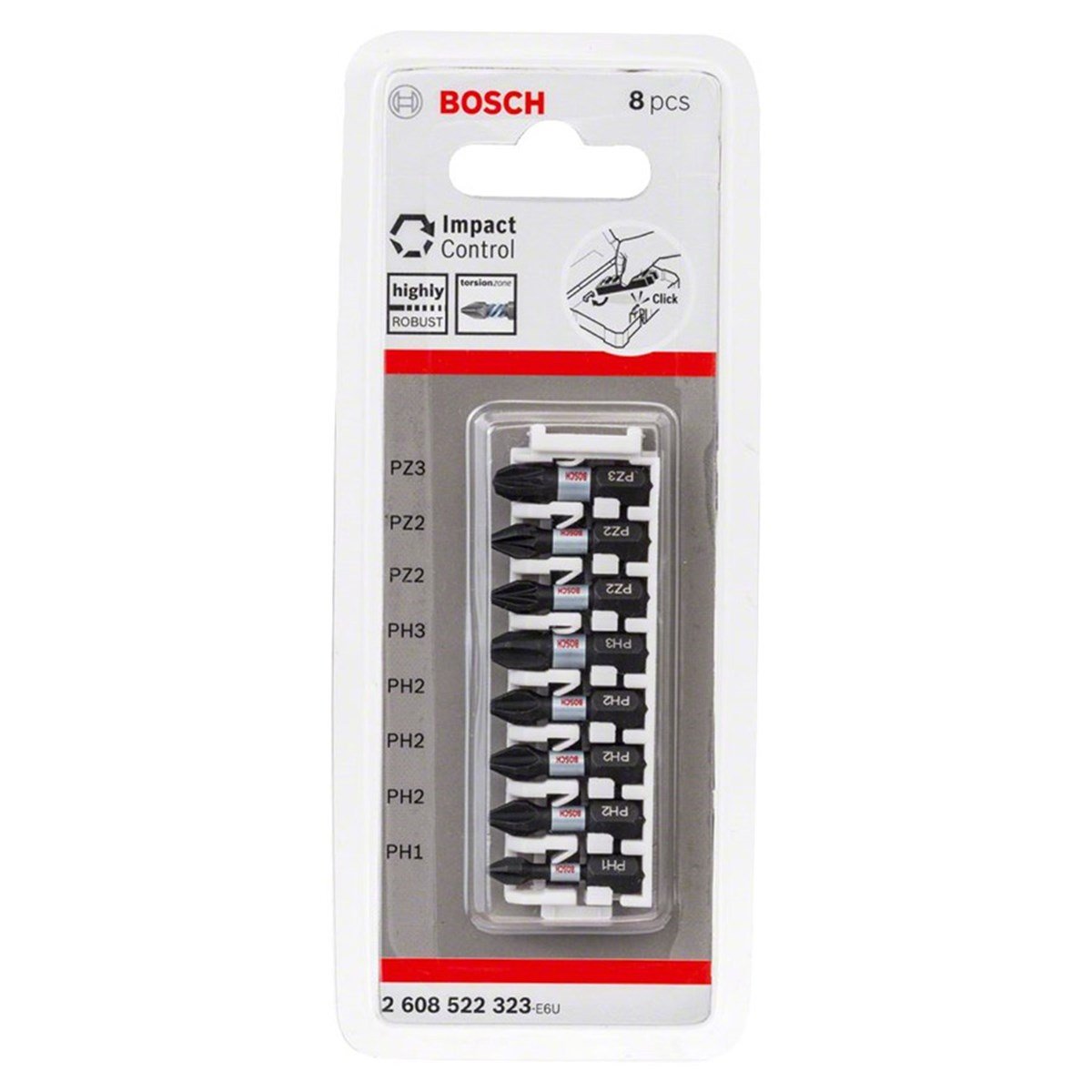 Bosch - Impact Control Serisi Vidalama Ucu 8'li PH1/PH2 x3/PH3/PZ2 x2/PZ3 *25mm - 2608522323