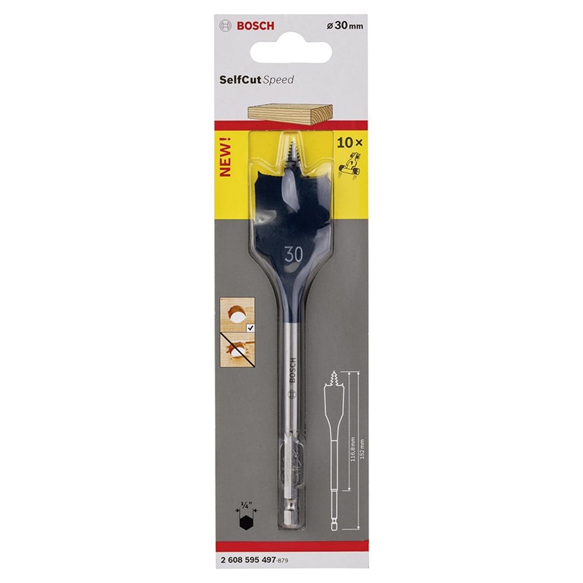 Bosch - Self Cut Speed Serisi Ahşap için Yaprak Matkap Ucu 30*152mm - 2608595497