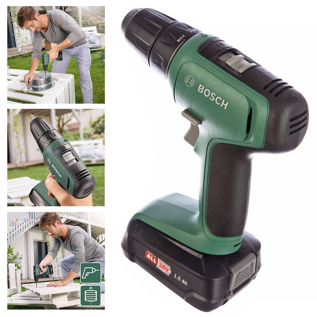 Bosch Çift Akülü Delme Vidalama 18 Volt 1,5 Ah+Bosch X-Line Mini 25 Parça Set