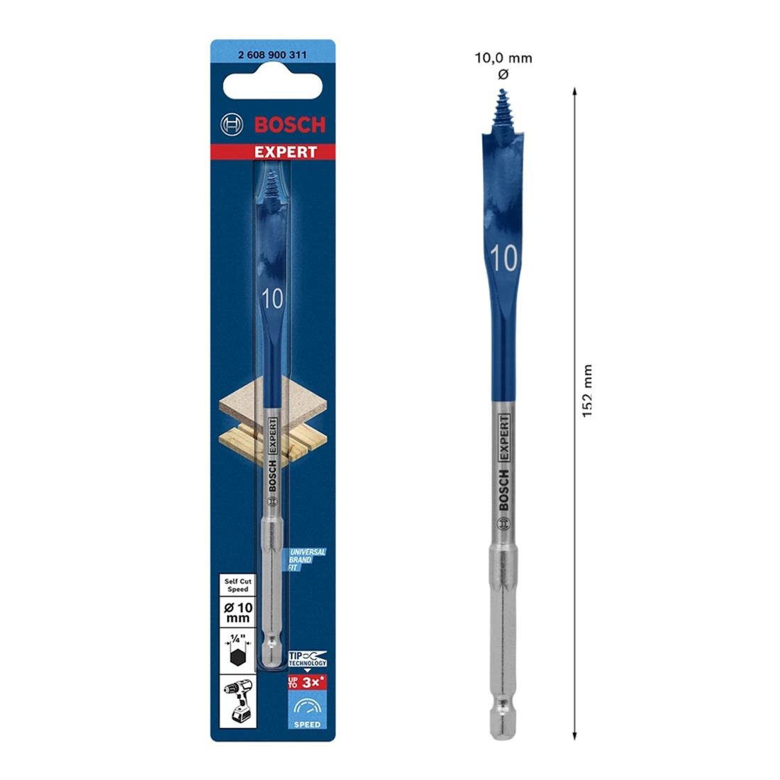 Bosch EXP SCS Yaprak Ahşap Matkap Ucu HEX 10x152mm - 2608900311