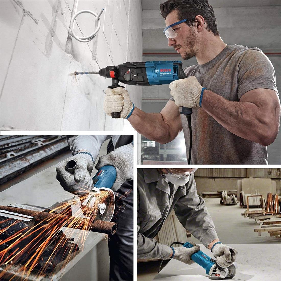 Bosch GBH 240 Kırıcı Delici + GWS 750-115 Avuç Taşlama Makinesi Carton - 0615990N1W
