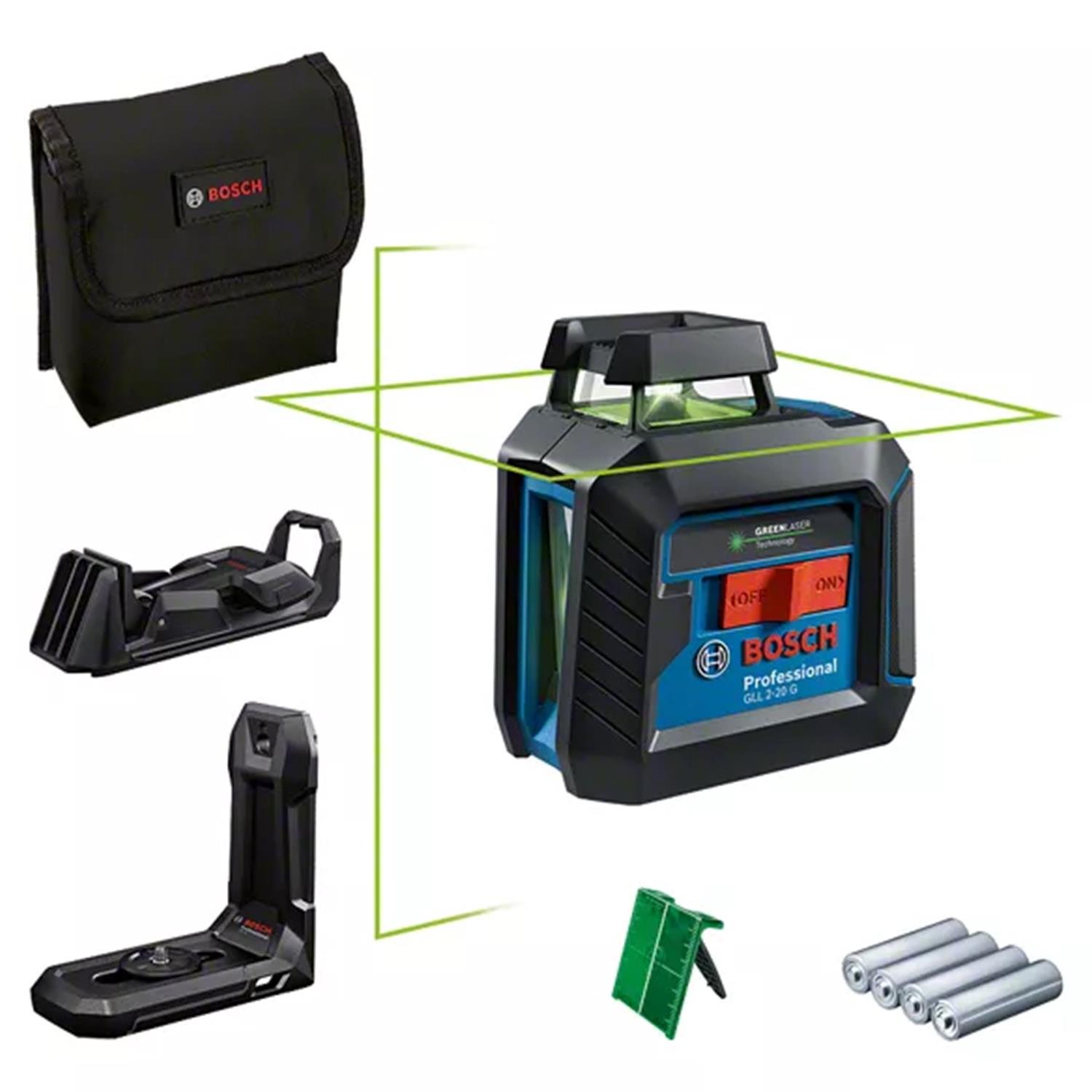 Bosch GLL 2-20 G + LB10+DK10 Çizgi Lazer Yeşil - 0601065000