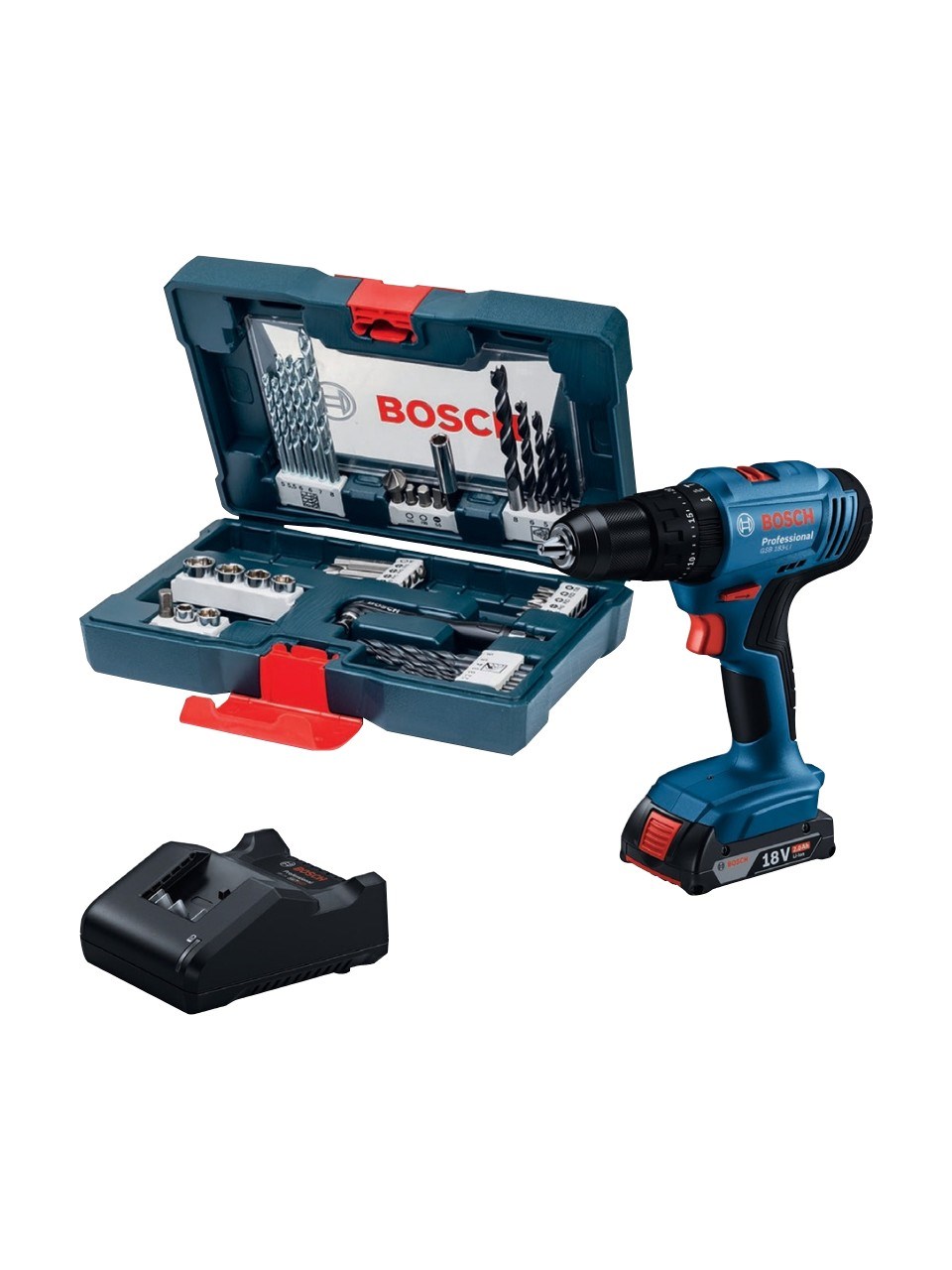 Bosch Gsb 183-LI 2.0 Ah Tek Akülü Darbeli Matkap- 41 Parça Aksesuar Setli - Takım Çantalı - 06019K91K3