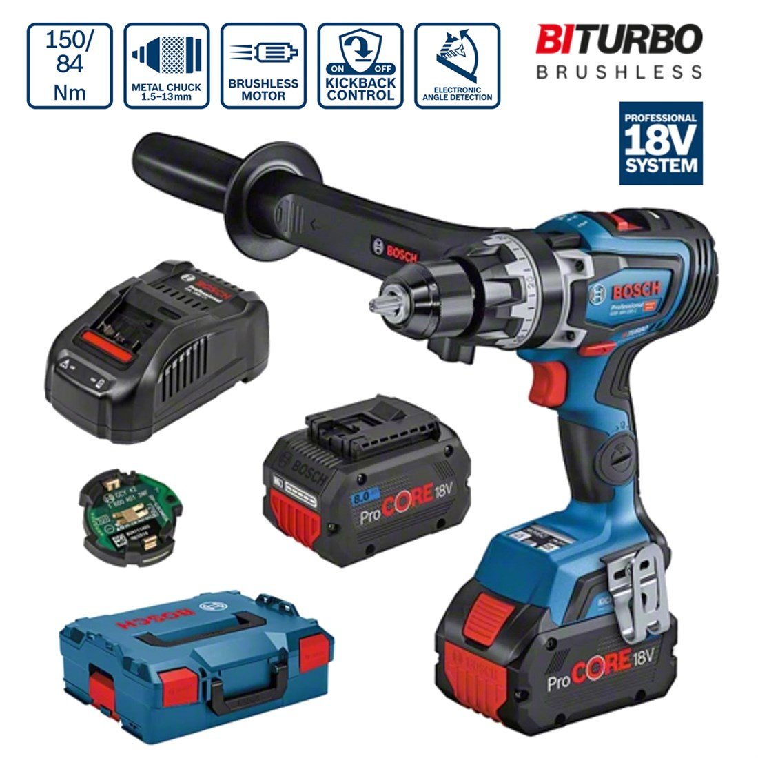 Bosch GSB 18V-150 C Akülü Darbeli Delme Vidalama 2x8 AH - 06019J5105
