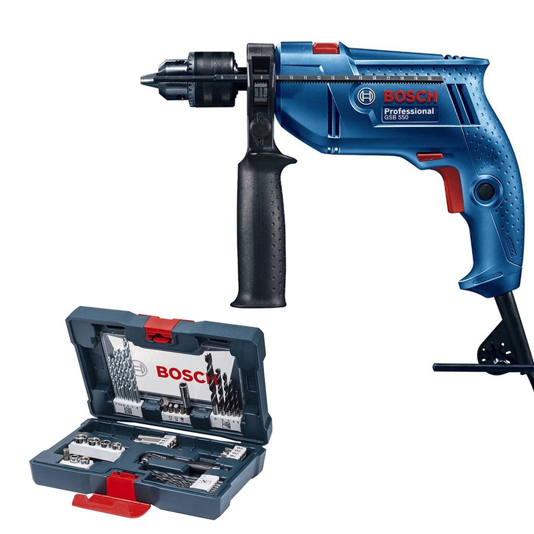 Bosch Gsb 550 Profesyonel Darbeli Matkap + X-line 41 Parça Delme&vidalama Seti 06011A1003