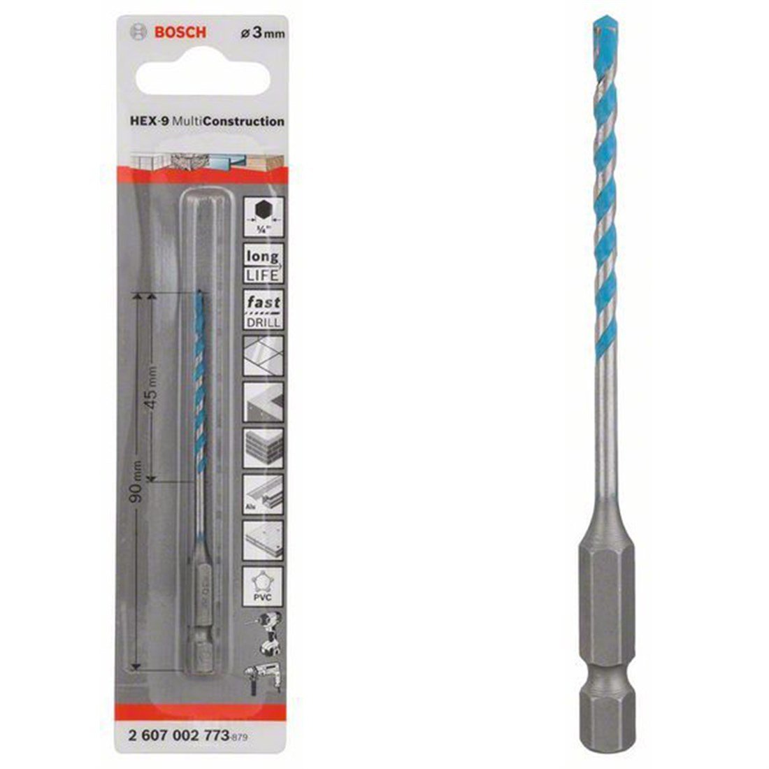 Bosch HEX-9 MC Çok Amaçlı Matkap Ucu 3*90mm - 2607002773