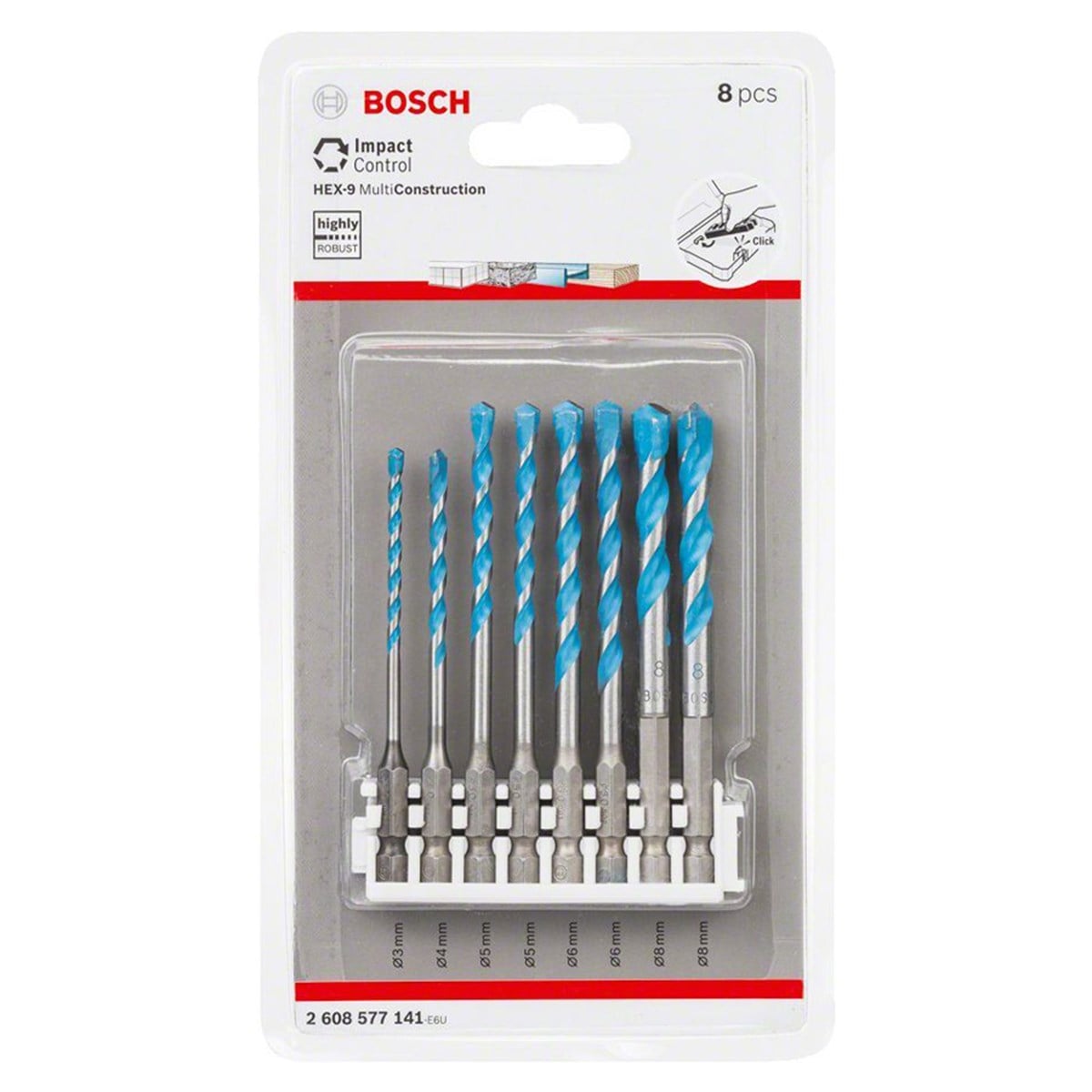 Bosch HEX-9 MultiConstruction Altıgen Şaftlı Çok Amaçlı Matkap Ucu 8'li Set Click - 2608577141