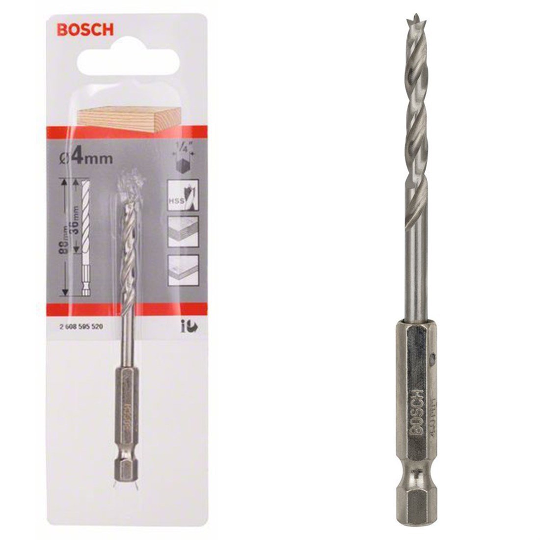 Bosch HEX Şaftlı Ahşap Matkap Ucu 4*88 mm - 2608595520