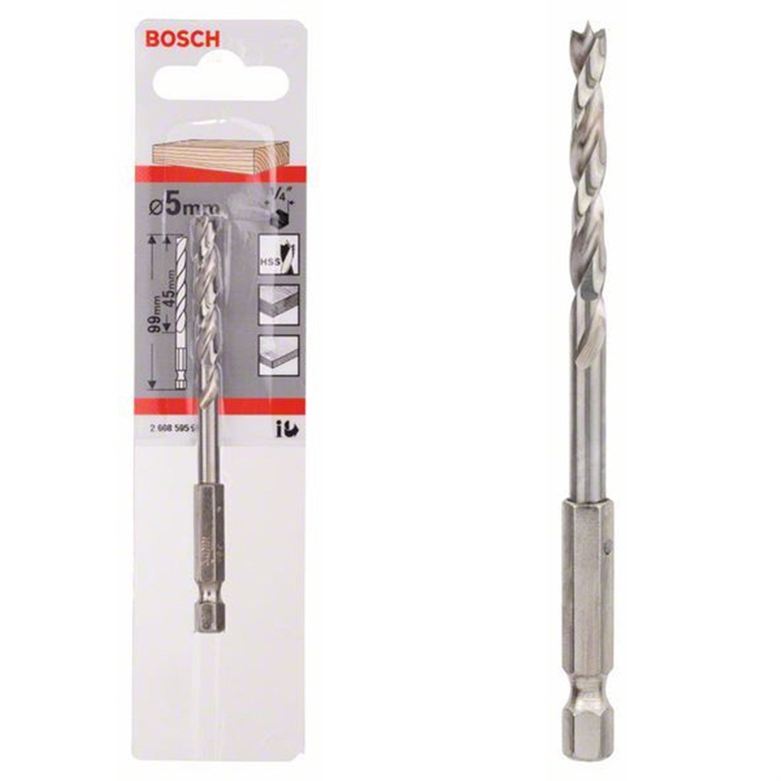 Bosch HEX Şaftlı Ahşap Matkap Ucu 5*99 mm - 2608595521
