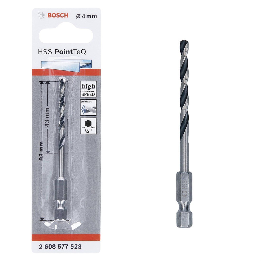 Bosch Hss Point TeQ Hex Metal Matkap ucu 4mm  - 2608577523