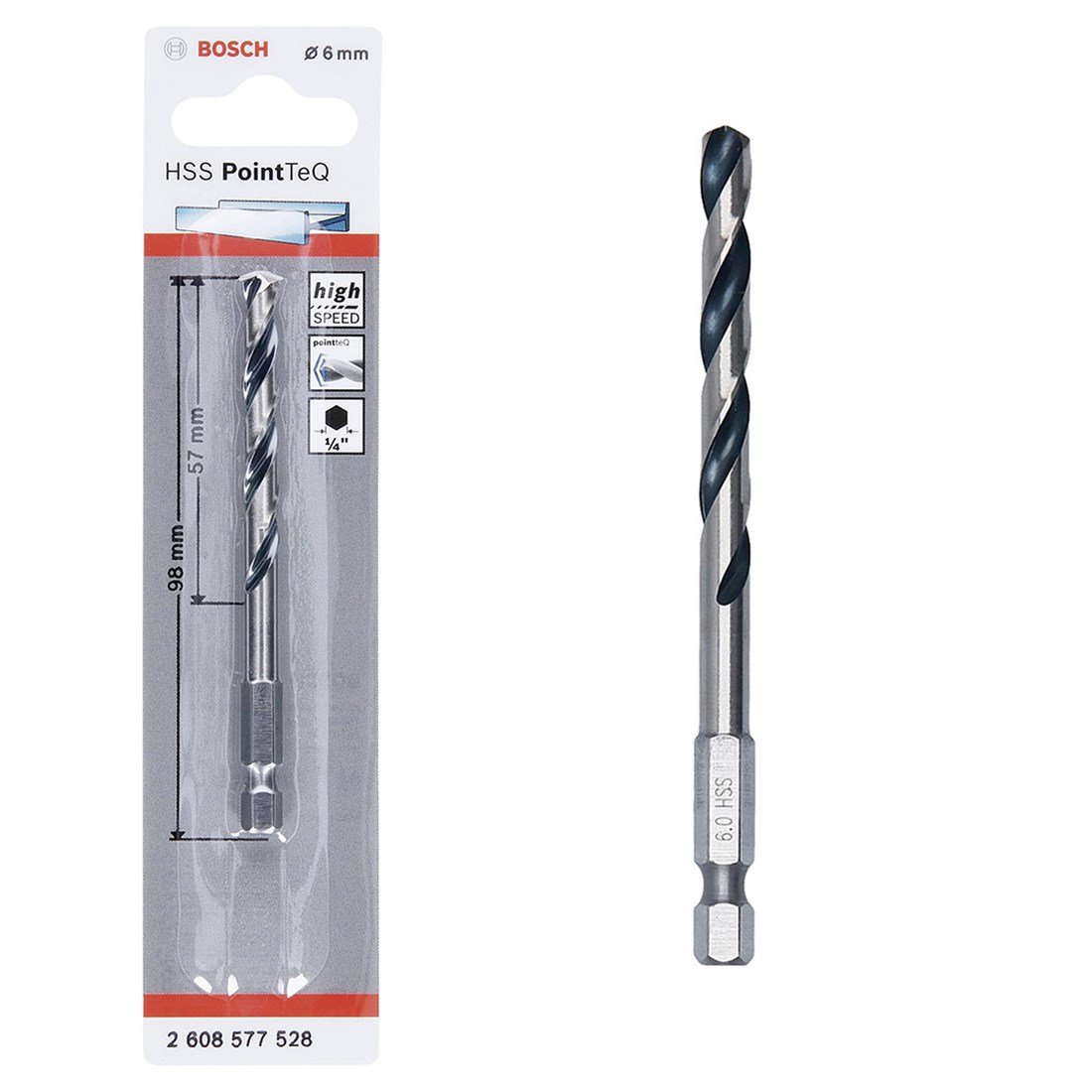 Bosch Hss Point TeQ Hex Metal Matkap ucu 6mm  - 2608577528
