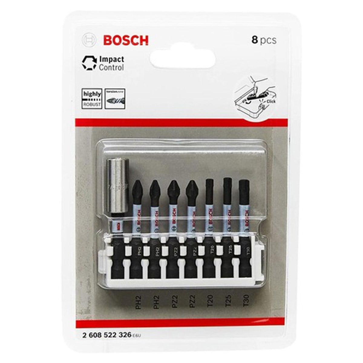 Bosch Impact Control Serisi Vidalama Ucu 8'li PH2x2/PZ2x2/T20/T30,50mm - 2608522326