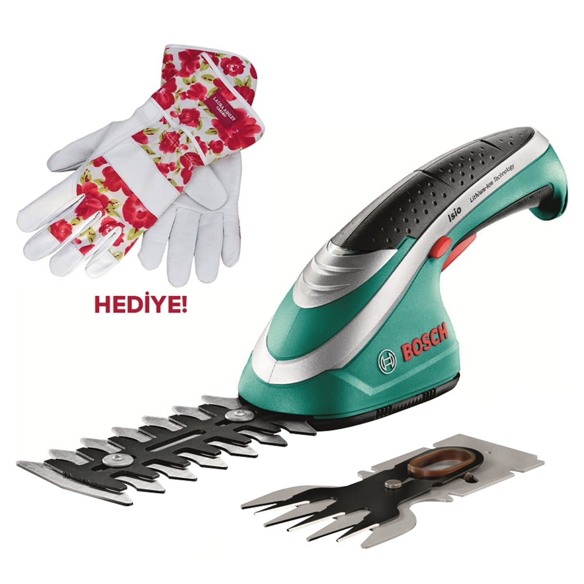 Bosch Isıo 3Set Çim Ve Topiari Makası + Laura Ashley Bahçe Eldiveni - 060083310M