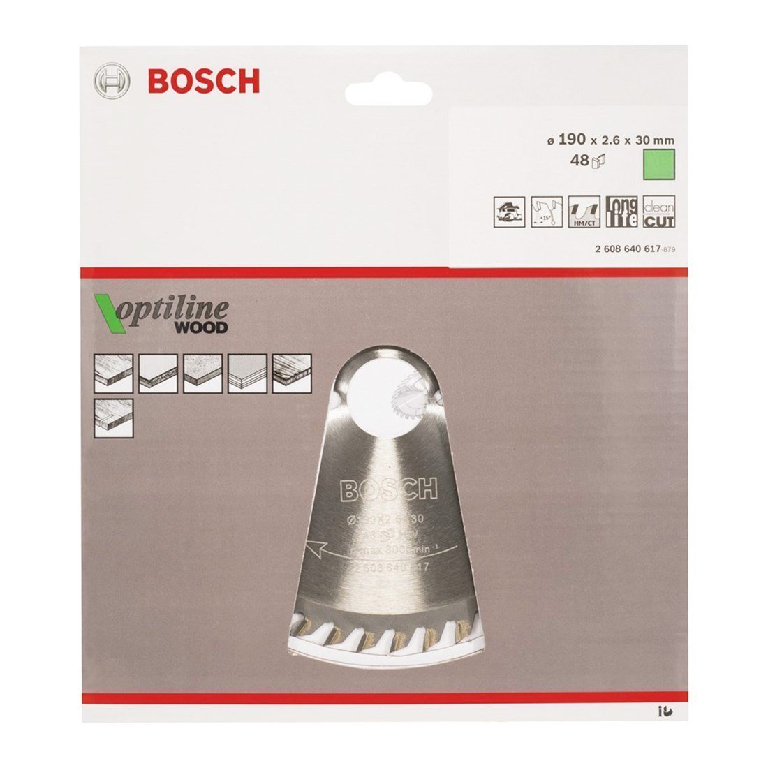 Bosch Optiline Ahşap 190x30 mm 48 Diş Daire Testere Bıçağı - 2608640617