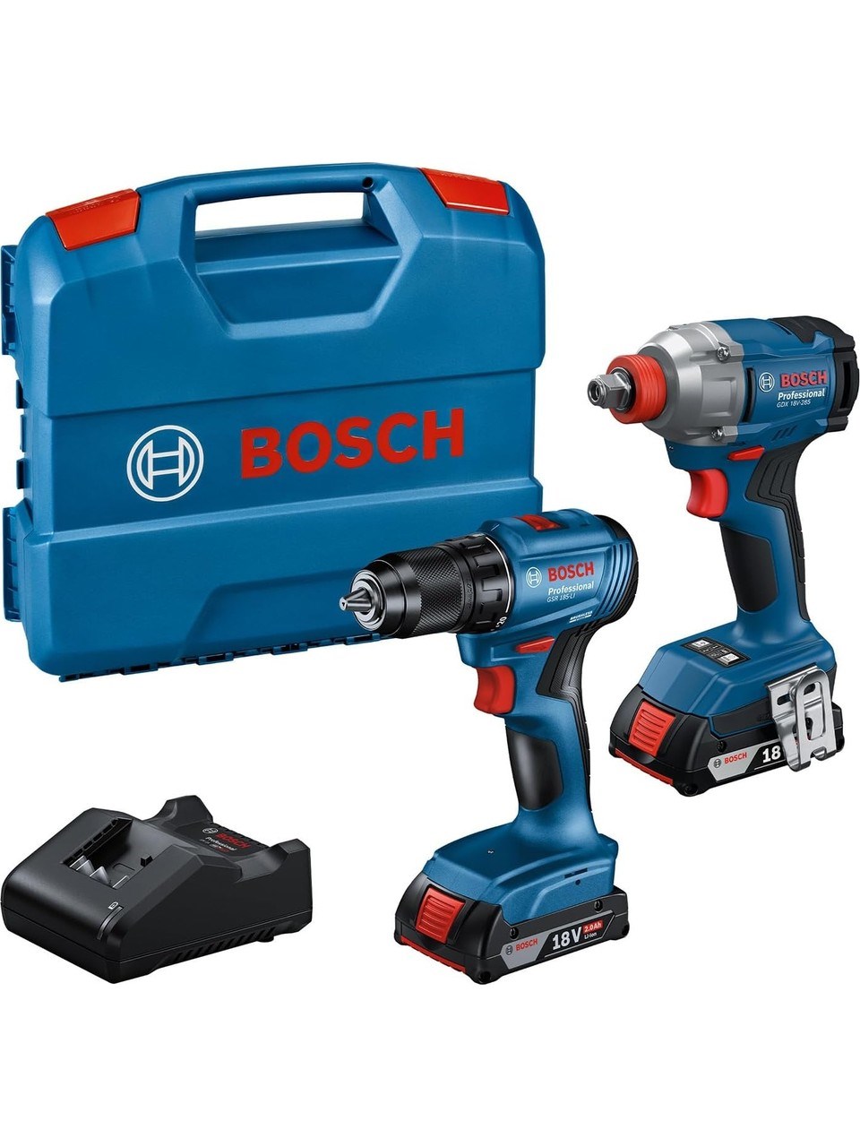 Bosch Professional GDX 18V-285 Akülü Darbeli Vidalama Somun Sıkma + GSB 185-Li Akülü Darbeli Matkap  2 Ah Çift Akü Set - 06019N2124