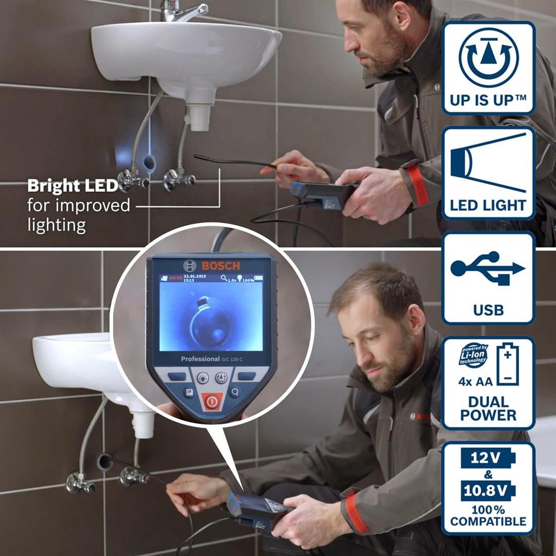 Bosch PROFESSIONAL GIC 120 C Akülü Denetim Kamerası - 0 601 241 200
