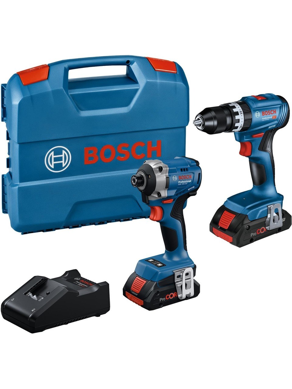 Bosch Professional GSB 18V-45 Akülü Darbeli Vidalama + GDR 18V-215 Akülü Darbeli Somun Sıkma Çift Akü 4,0Ah ProCORE Akü Kombi Set - 0615A50069