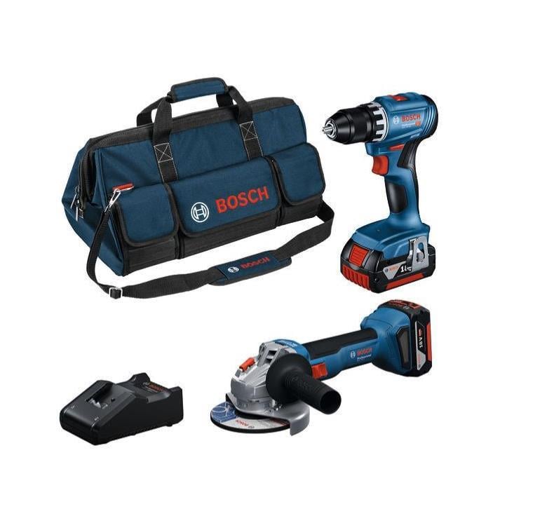 Bosch Professional Gsr 18V-45 Akülü Vidalama + Gws 18V-8 Akülü Taşlama 2 x 4 Ah Akülü Kombi Set - 0615A5007N