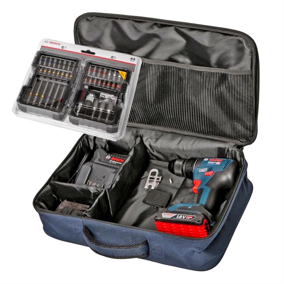 Bosch Professional GSR 18V-50 Akülü Vidalama 2Ah - 43 Parça Set