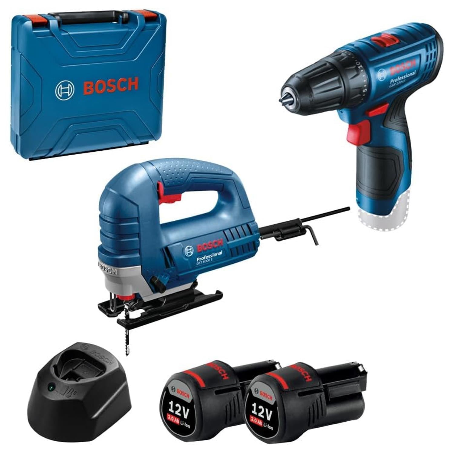Bosch Professional GST 8000 E Dekupaj + GSR 120 Lİ Çift Akülü Vidalama - 0615990M8N