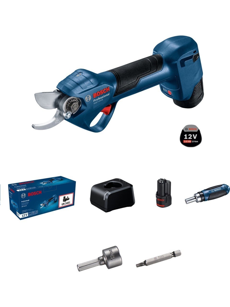 Bosch Professionel GGP 12V-25 (2x3 Ah) Akülü Budama Makası + Bosch Bez Takım Alet Çantası - 06008D8100