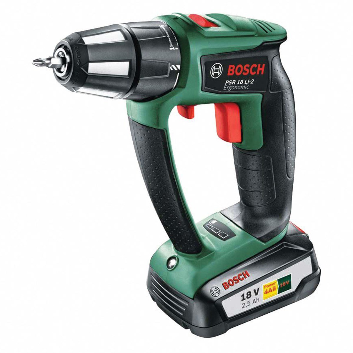 Bosch PSR 18 LI-2 ERGO 2,5 Ah Akülü Vidalama Makinesi (Çift Akü)