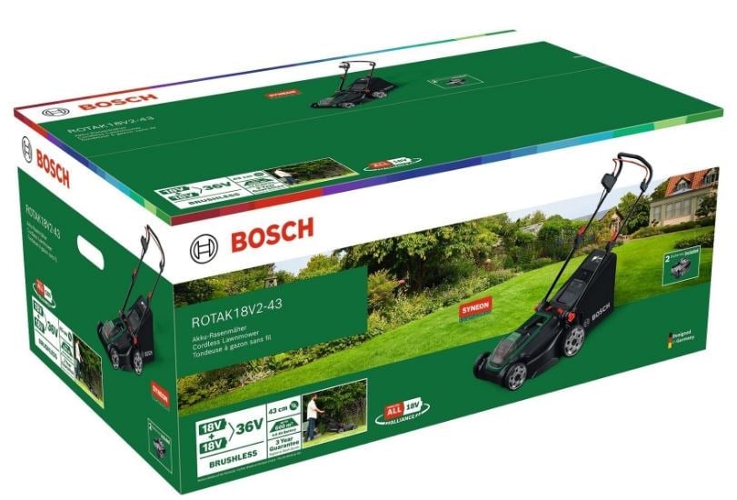 Bosch Rotak 18V2-43 Akülü (2*4,0Ah) Çim Biçme Makinesi - 06008B9L00
