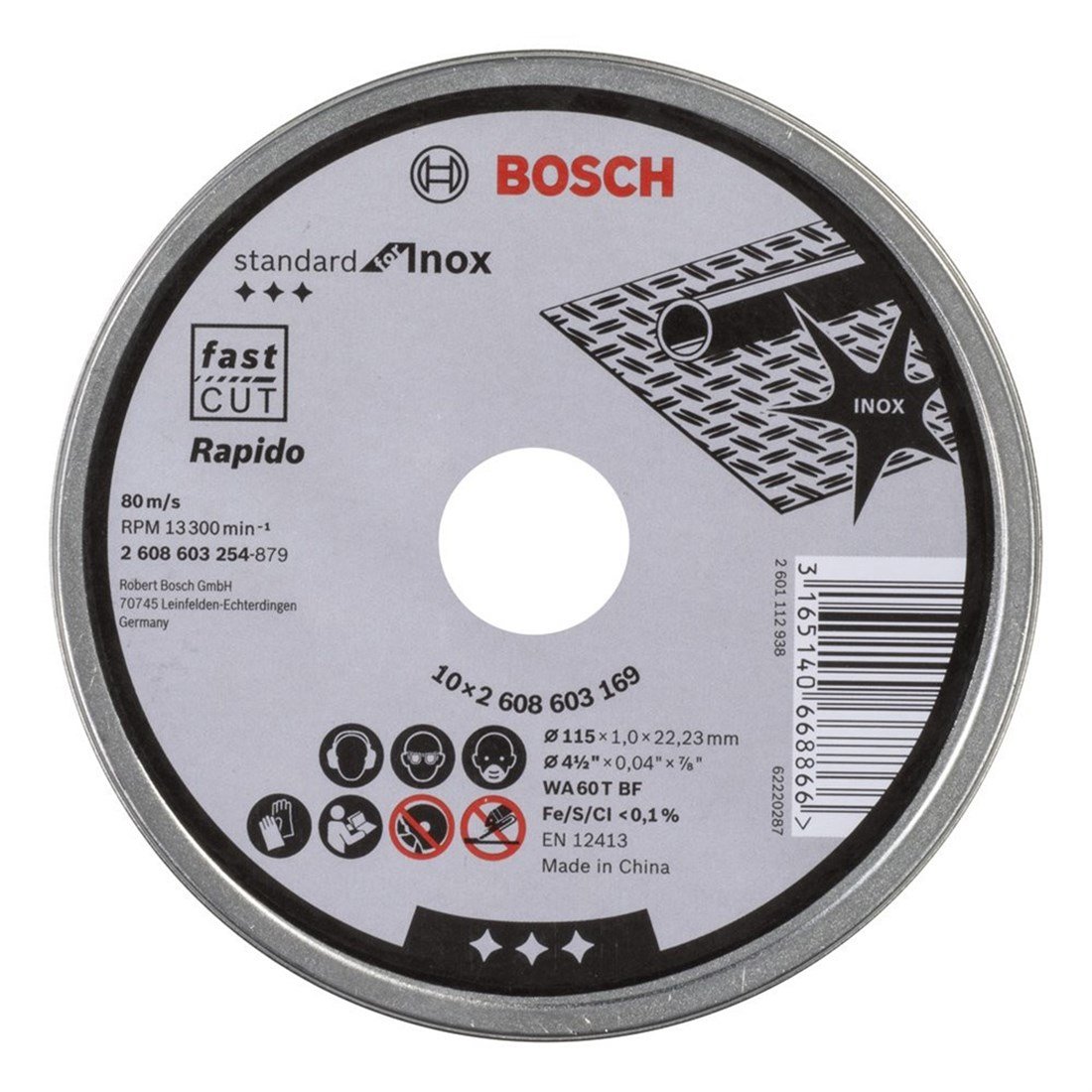 Bosch SDInox Rap. Kesme Taşı 115*1,0 mm 10'lu - 2608603254